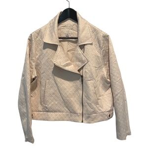A New Day Women's XXL Moto Jacket Metallic Gold Beige Textured Full‎ Zip